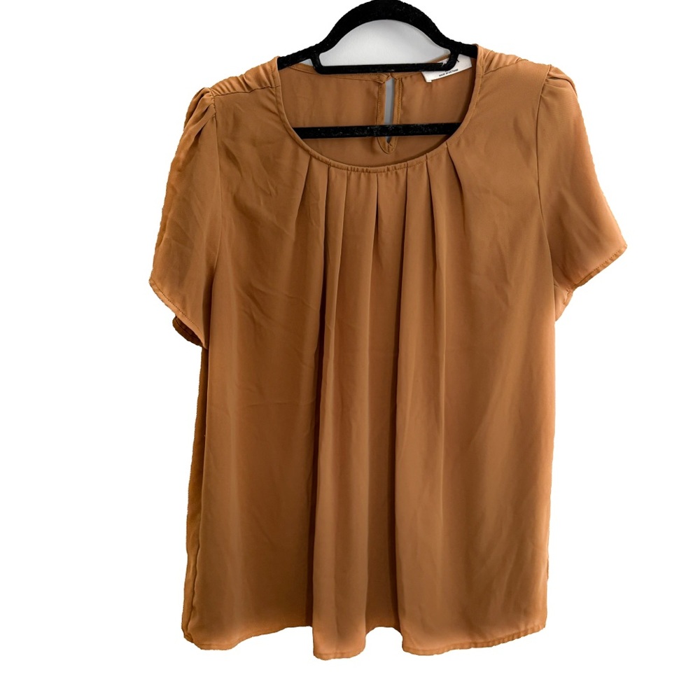 Zenana XL Pleated Blouse – Camel Brown